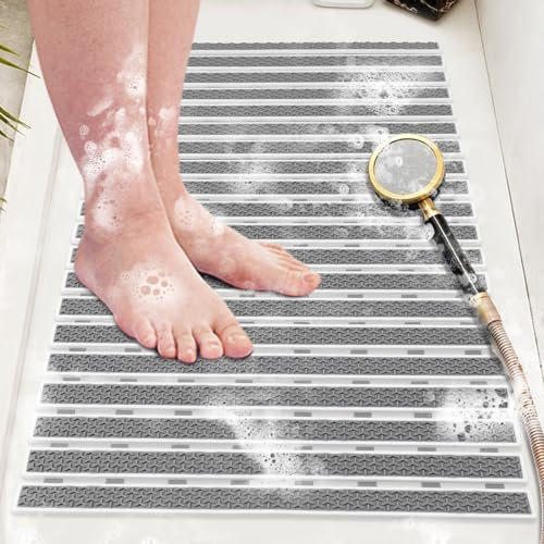 Verlässlich Badewannenmatte rutschfest Duschbodenmatte [Duschmatte 70x40cm] TPE rutschfeste Badematte Antirutschmatte Dusche Anti Rutsch Badewanne - Ideal für Erwachsene & Kinder (40 x 70 cm, grau)