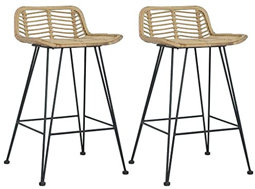 BaraSh Barhocker 2 STK. Rattan Natur Barhocker Outdoor Barstuhl-Set Hocker 2er Set