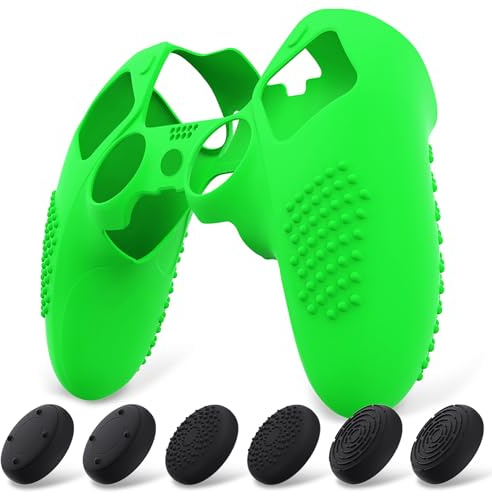 PlayVital Cover Controller per ps5 Edge Joystick Custodia Silicone Protettiva Skin Antiscivolo con Gommini Coprilevette Analogiche per ps5 Edge Wireless Controller-3D Borchiate-Verde