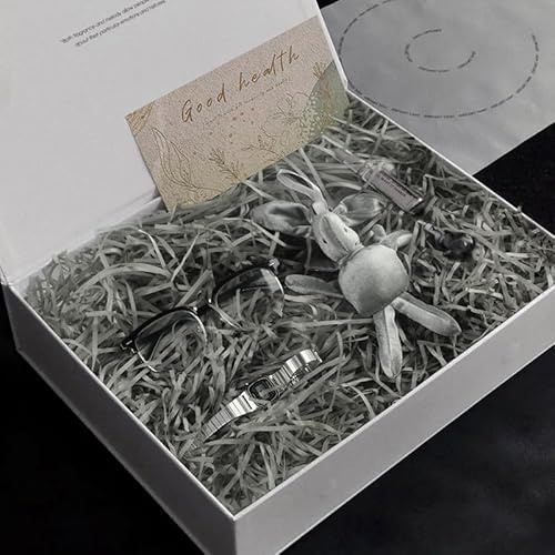Hillylolly Papel Gris Triturado - Relleno para Cajas de Regalo y Cestas, Hierba de Pascua y Decoración de Regalos