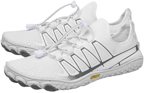 Wasserschuhe Herren - Flexible Gummisohle Strandschuhe - Schnell Trocknend Unisex Schwimmbedarf rutschfeste Barfußschuhe für Radfahren Kajak Wasserski Joggen Weiß