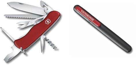 Victorinox Schweizer Taschenmesser Outrider & Dual-Messerschärfer Outdoor, Taschenmesser Schärfer, Schleifstein klein, schwarz