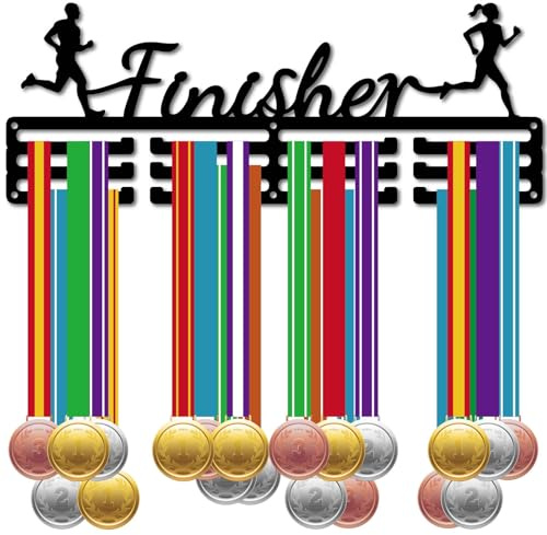 CREATCABIN Medaillenhalter Rack Laufmedaillenaufhänger Display Wandrahmen Eisen Sportmedaillenhalter Zum Aufhängen 60 Auszeichnungen Marathon Lauftanz Fußball Gymnastik Medaillen 40x15cm