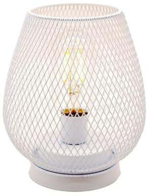 Ieron Lámpara Blanca con Pilas Lámpara LED de Mesa Lanter Jaula de Metal Lámparas inalámbricas con Bombilla LED para Bodas, Fiestas, Patios, Eventos