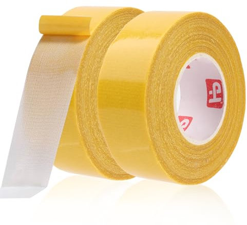 Dfuqanb 2 rotoli da 3 cm x 20 m Strong Adhesive Double Sided Gauze Fiber Mesh Tape,Trasparente,per tappeti,pareti, cucina, casa, auto o outdoor, facile da tagliare e rimuovere