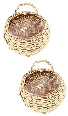 PAMINGONO 2stücke Hängender Rattan Blumenkorb Dekorativer Wandkorb Für Pflanzen Deko Für Garten Wohnzimmer Schlafzimmer Und Hochzeiten Langlebiges Und Stilvolles Design