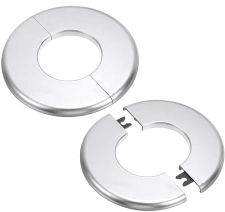 PATIKIL Flangia Divisa a Parete, 51mm Copriforo con Piastra Autoadesiva Rotonda in ABS Copri Tubi Termosifoni Copertura per Decorazione Rubinetto Tubo Acqua Bagno Cucina, 2 Pezzi, Argento