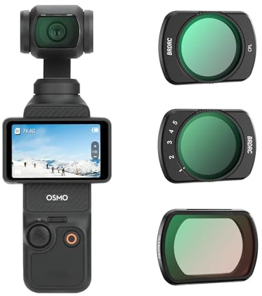 BRDRC Pocket 3 ND CPL Filters Set, 3 Pack - CPL + Black Mist Filter 1/4 + ND2-32 Magnetic Lens Filter for DJI Osmo Pocket 3 Creator Combo Camera Accessories - Can be Stacked