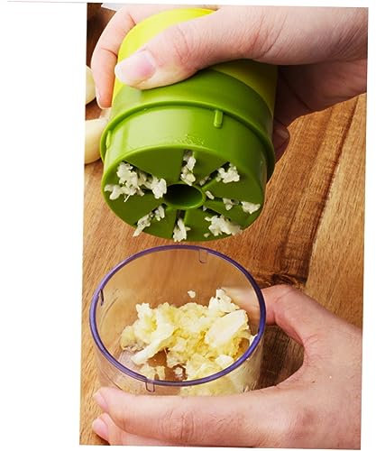 OFFSCH Presse-ail Multifonction Plastique Avec Récipient De Stockage Machine à Hacher Ail Hachoir Manuel Facile à Nettoyer Outil De Cuisine Vert Et Foncé