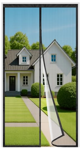 4UMOR Moustiquaire Porte Fenêtre 90x220cm, Rideau Porte Magnétique Anti Mouche, Se Ferme Automatiquement, Filet Fin et Résistant, Largeur Supérieure Jusqu'à 3,8cm, Bande Adhésive Incluse, Noir