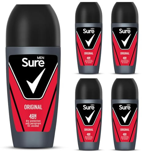 5x Sure Men Deodorant Roll-On – Long-Lasting 48H Protection (50ml)