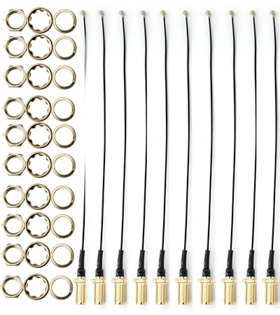 euroharry 10 pezzi Cavo coassiale a bassa perdita IPEX a SMA femmina 4 pollici / 10 cm U.fl/IPEX RG178 RF pigtail per router wireless Mini PCIE schede di rete PCI Wi-Fi WAN Repeater