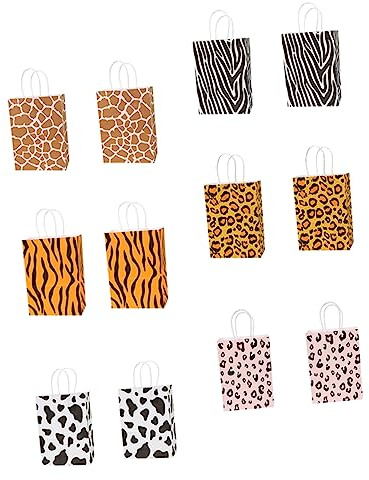 Bolsa Decorativa Estampado de Animales 12piezas Papel | Favor de Fiesta, Gran Capacidad para Galletas y Nougat, Portátil para Kids Party y Christmas Party