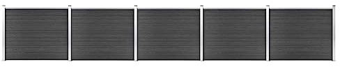 Emmtore Zaunelement Set WPC Gartenzaun Sichtschutzzaun Lamellenzaun Windschutz Zaun Windschutzzaun Terrasse Stecksystem Lärmschutz 872x146 cm Grau