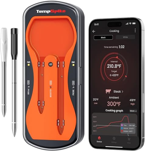 ThermoPro 500ft Wireless Meat Thermometer for Cooking, Long & Short Colored Probes Bluetooth Meat Thermometer for Kitchen Oven Smoker, Rechargeable Meat Probe for Backyard Grill BBQ Holiday Gifts