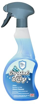 Blue Shield Hygiene Crystal Blitz Glass Cleaner - Spotless, Streak-Free Shine for Glass, Mirrors, Chrome, and Stainless Steel Surfaces in Your Home, 750ml