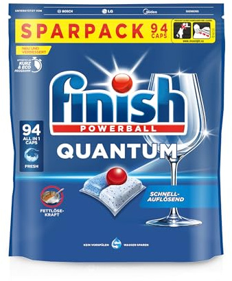 Finish Quantum Fresh Spülmaschinentabs - Geschirrspültabs für kraftvolle Reinigung, Fettlösekraft und Glanz - Sparpack mit 94 Tabs