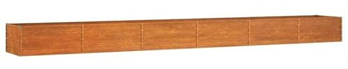 Aiuola rialzata in acciaio corten, 600 x 80 x 45 cm, effetto ruggine, per giardino e balcone, durevole e resistente alle intemperie, ideale per la coltivazione di verdure ed erbe aromatiche