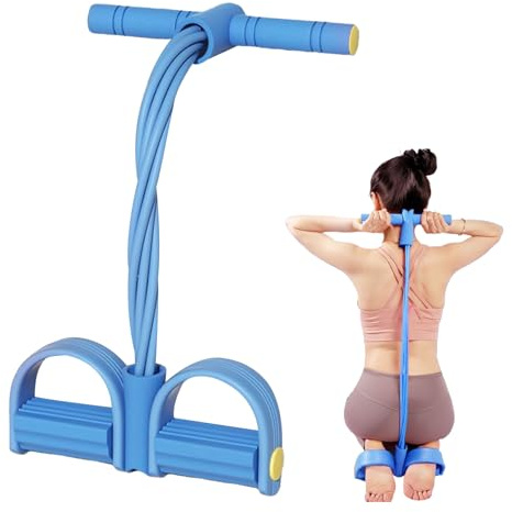 Juego de bandas de resistencia para pedales de pie con 8 tubos, bandas elásticas ajustables para sentadas, entrenamientos de tracción y entrenamiento de gimnasio en casa, equipo de fitness portátil