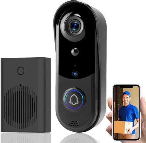 HAMON Video Doorbell Wireless Doorbell,Ultra-Clear Night Vision,IP65 Waterproof,SD/Cloud Storage,2.4GHz WiFi,Motion Activated,Two-way Talk,2K HD Smart Security Video Door Bell