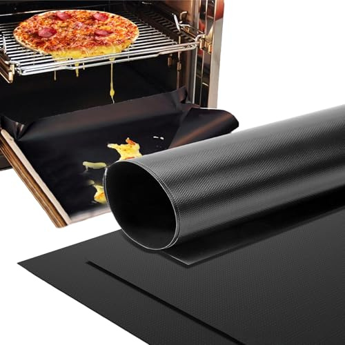 Protector Horno Interior 60 x 40 cm, 3 unidades Hoja Revestimiento Horno Antiadherente Grande, Reutilizable Lámina Protectora para Horno de Teflón
