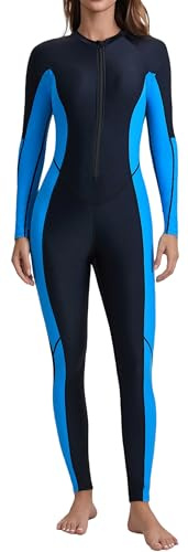 SEAUR Women's 50+ UPF Full Body Rash Guard Zipper Long Sleeve One Piece Bathing Suit with Built in Bra