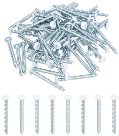 QUARKZMAN 60Pcs M4 x 45mm Vis Autotaraudeuses à Tête Plate Blanche Argent