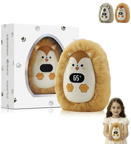Scaldamani Ricaricabile Elettrico Bambini, graziosos Scaldamani Con Design Animale, 3 Temperatura Regolabili, Scaldamanis In Peluche, Scaldamanis Tascabile Portatile Con Display Digitale