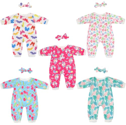 Puppenkleidung für 50-55 cm Baby Puppen mit Stirnband, 5er-Pack (Keine Puppe)