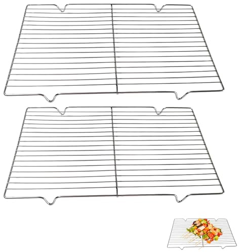 2-Pack Stainless Steel Cooling Racks for Baking, 30x20cm Wire Grill Rack for Oven, Baking Tray for Cake Bread Roasting Grilling