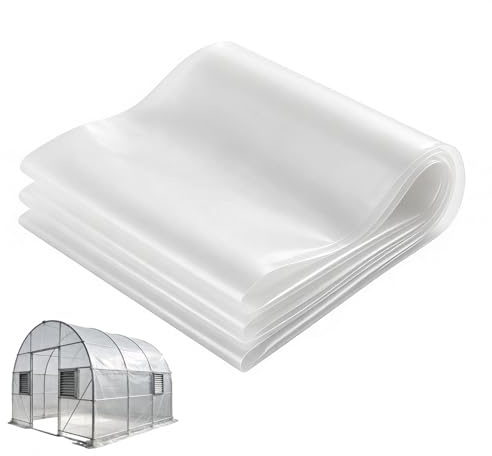 3m x 6m Heavy Duty Polythene Sheeting, Clear Thickened Waterproof Plastic Dust Cover, Tarpaulin for Garden, Building, Insulation & Rubble Protection