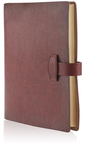 Vaskula Ringbuch A5 Leder 184 Seiten Mit 6 Ring-Metallbinder Refillable A5 Leather Notebook 23x16cm Notizbuch Leder Zum Lesen Arbeiten Schreiben Notizen Machen Und für KüNstler