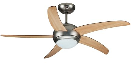 Zephir, Ventilatore da Soffitto, 5 Pale in Legno, Ventilatore con Luce, diametro 132 cm (Ricondizionato)