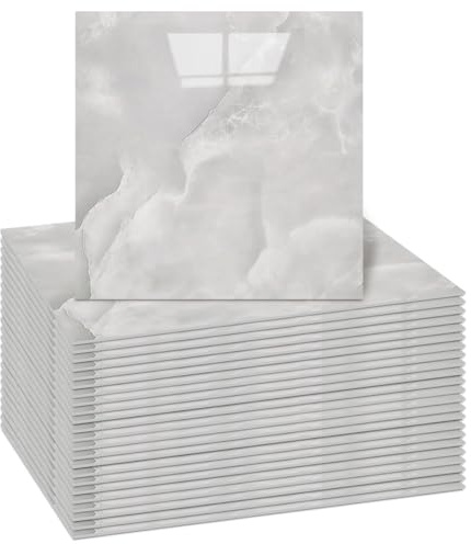 Yuragim Piastrelle Autoadesive, 24 Pezzi 30x30 cm Adesivi per Piastrelle Effetto Marmo Sticker PVC Rivestimento per Pareti Impermeabile Antimacchia Rimovibile e Tagliabile per Cucina Bagno Soggiorno