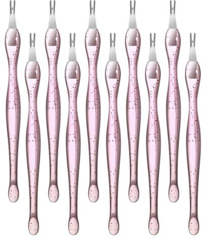 Coupe-peaux en Acier Inoxydable Rose 10 Pièces pour Ongles | Poignée Pp, Tranchant en Fourche, pour Retirer les Cuticules, Usage Salon et Maison