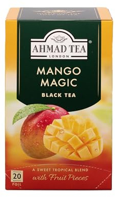 Ahmad Tea Fruit Black Tea | Mango Magic Fruit Black Tea | 20 Teabag Sachets | 1 Pack