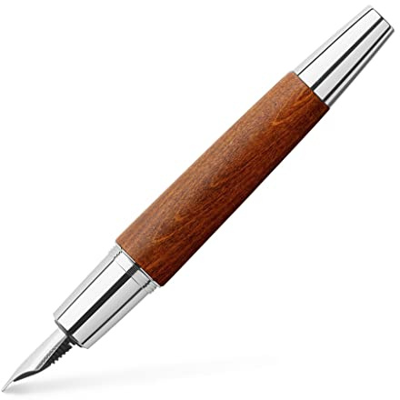 Faber-Castell E-motion 148202 Fountain Pen Wood/Chrome Nib EF Includes Gift Packaging Barrel Colour Brown/Silver