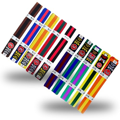 MAR | Orange/White Martial Arts Belt, Striped Ranking Belt - 100% Cotton | Professional Equipment for All | Striped Grading Belts, Ideal for Karate, Judo, Taekwondo, Jiu jitsu (280cm)