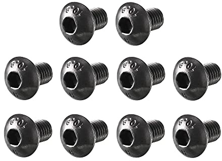sourcing map 100 Stück Linsenkopfschrauben Innensechskant M5x8mm Schwarz | 10.9 Legierung Stahl Rundkopf Innensechskant Zylinderschraube Bolzen, M5x8mm, Legierung Stahl, Rundkopf