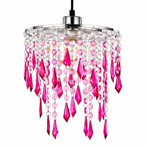 Innoteck Cherry Pink Acrylic Ceiling Pendant Light Shade | Easy-fit decorative lampshade with E27 to B22 converter, ideal for bedroom, kids room, living room & hallway.