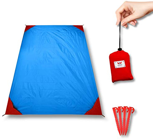 polaar Picknickdecke, Outdoor und Wanderdecke, Ultraleicht, Wasserdicht, für bis zu 4 Personen, mit Heringen - Ideal für den Park, Reise und Camping