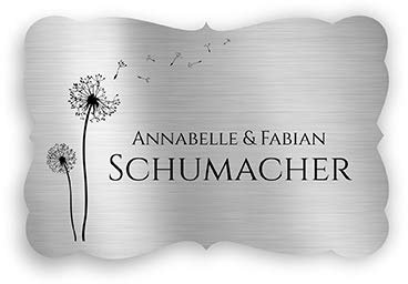 Klingelschild Türschild mit Gravur 9x6 cm versch. Farben und Edelstahl oder Messing-Optik selbstklebend Briefkasten-Schild Namensschilder für die Haustür mit Namen und Motiven bunt