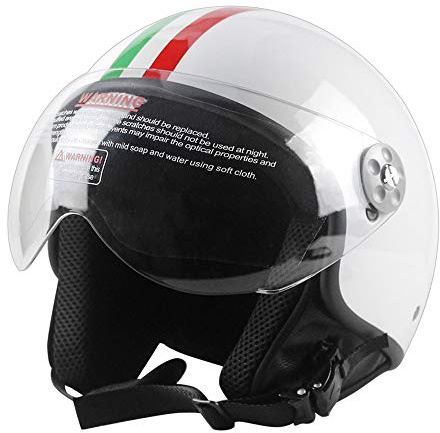 Woljay Casco da moto vintage mezzo casco motociclista incrociatore scooter tournée DOT/ECE (X-Large, Bianco)