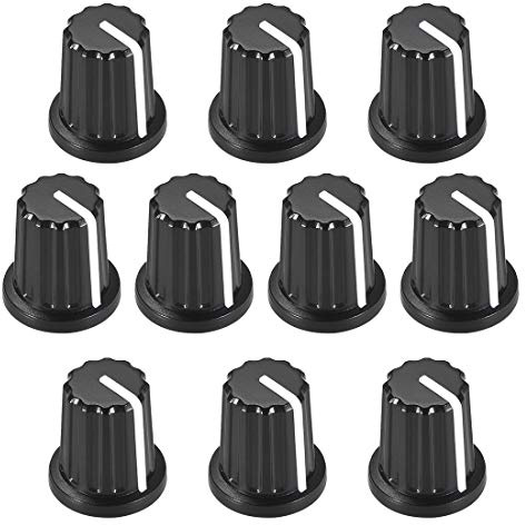 sourcing map 10 Stück 270 Grad Potentiometer Knöpfe E-Gitarre Drehknopf Acryl für 4x6mm D-Tpy-Schaft, Schwarz/Weiß | E-Gitarre Drehknopf Acryl, Für 4x6mm D-Tpy-Schaft