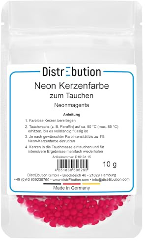 Kerzenfarbe Neon Magenta hochkonzentriert 10g – zum Einfärben von Kerzentauchmasse, kräftige Farbtöne, Made in Germany