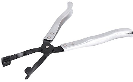 Alicates extracción sellos válvula de 27 cm, fabricados en acero aleado tratado térmicamente, diseño ergonómico y cuello largo para espacios reducidos, aptos la mayoría motores OHV