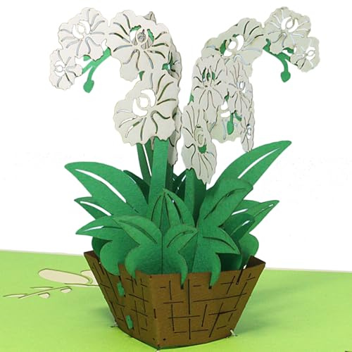LINPOPUP® Pop - Up Karte Blumen, Orchidee 3D Geburtstagskarte Grußkarte mit Blumenmotiv Gutschein Wellness Klappkarte, N361
