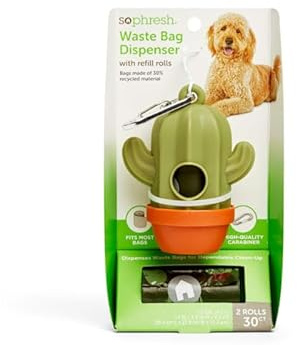 SO PHRESH Cactus Dog Waste Bag Dispenser with Refill Rolls Count of 30