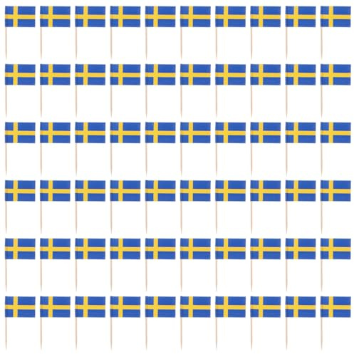 Toddmomy Flag Toothpicks Cupcake Toppers Cake Topper Decorations Party Supplies 100Pcs 2.56X1.38 Inch for Birthday Wedding Dessert