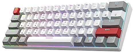 Newmen GM610Pro 60 Prozent Tastatur Mechanische Kabellose TKL Gaming Bluetooth/Type-C Aufladbar NKRO mit extra Tastenkappen-Set,RGB-Hintergrundbeleuchtung QWERTY,für Windows/Mac,Gateron Rot